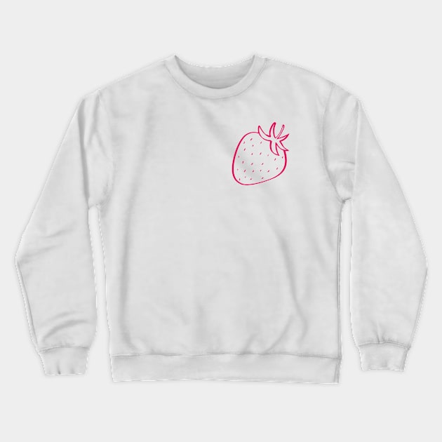 Pocket Strawberry - Pink Crewneck Sweatshirt by Katatomicart